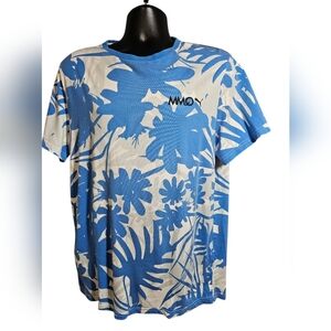 MMQ x Puma Blue White Palm Resort T Shirt Men XL